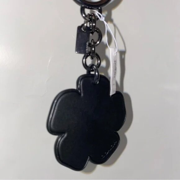 Coach Tea Rose Bag Purse Charm Key Fob Ring 17449 Burgundy Purple Black - Picture 3 of 7